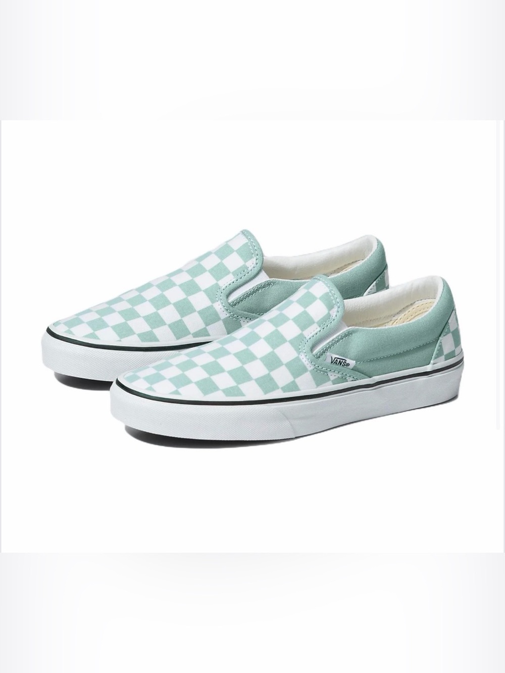 NWT Vans Classic Checkered Slip-On Shoes – Mint Green / White – Women’s Size 10